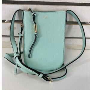 VINCE CAMUTO SMALL MINT GREEN PEBBLED LEATHER CROSSBODY BAG